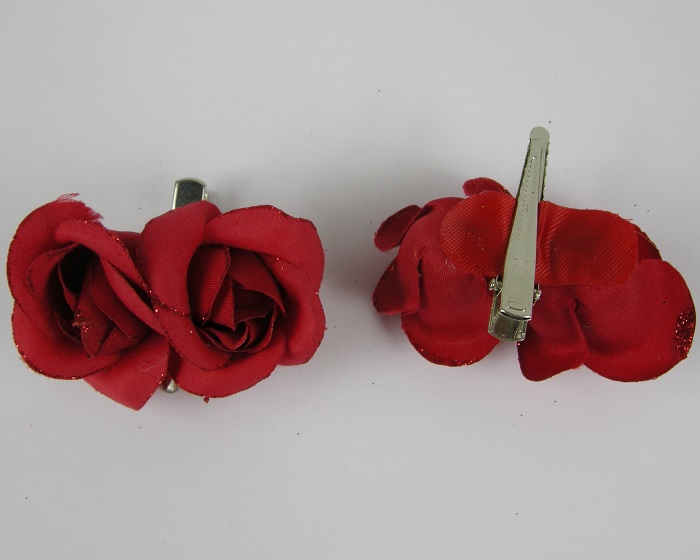 (image for) 2 duckklemmen met roos rood